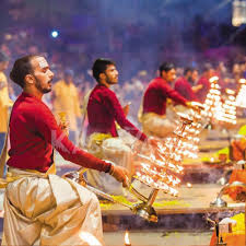 Evening Ganga Aarti in Rishikesh.