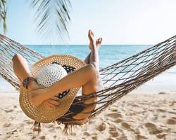  Solo traveler relaxing on a beach in Goa.